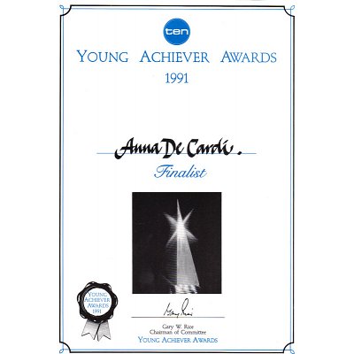Anna de Cardi Young Achiever Award Finalist 1991
